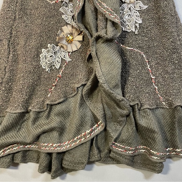 Forla Paris Drape-Front Ruffle Duster Cardigan, Bohemian & Romantic - Medium - Picture 10 of 17